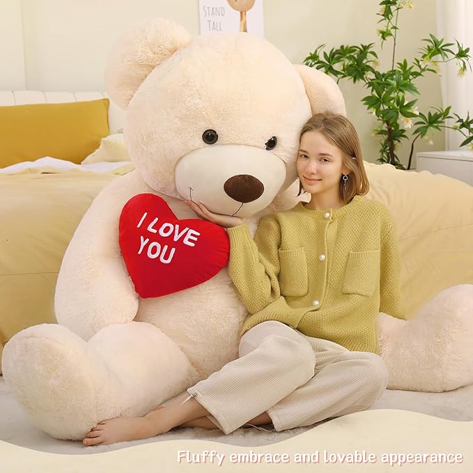 Tezituor Giant Teddy Bear Stuffed Animals 6 Feet - “I Love You”Red Heart Human Size Teddy Bear for Girlfriend,Boyfriend,Birthday,Anniversary,Valentines,or Long Distance