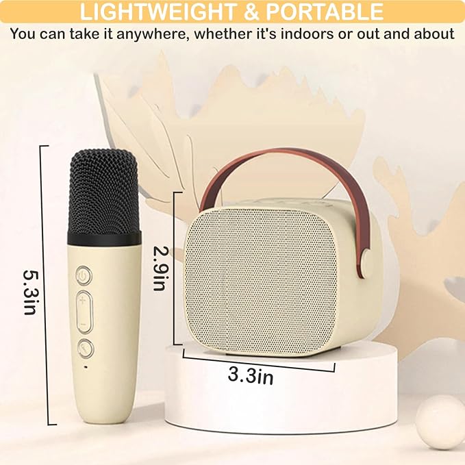 Mini Karaoke Machine for Kids Adults, Mini Portable Bluetooth Karaoke Speaker with 1 Wireless Mics and LED Lights for Kids Adults, Christmas Birthday Gifts Toys for Girls Boys Family Home Party