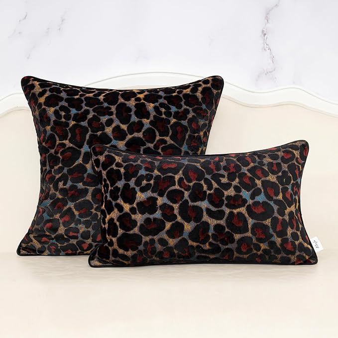 Alerfa Black Floral Throw Pillow Cover 12 x 20 Inch Cut Velvet Rectange Luxury Decorative Lumbar Pillow Cover for Couch Living Room Bedroom