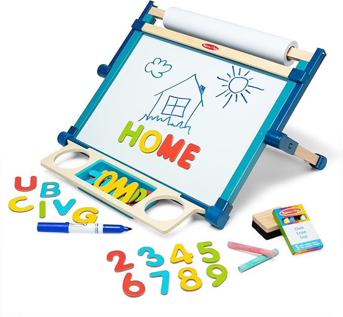 Melissa & Doug Deluxe Double-Sided Tabletop Easel, Arts & Crafts, 42 Pieces, 17.5” H x 20.75” W x 2.75” L, Great Gift for Girls and Boys 3, 4, 5 Year Olds and Up