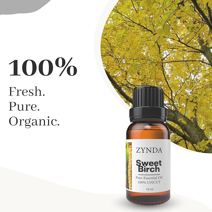 Sweet Birch Essential Oil • 100% Pure & Natural Organic Birch Oil for Muscle Relief, Skin Care & Aromatherapy – Premium Massage & Body Essential Oils – 10ML