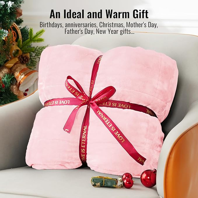 Uttermara Sherpa Fleece Weighted Blanket 20 lbs for Adult, Unicolor Ultra-Soft Fleece and Sherpa, Dual Sided Cozy Plush Blanket for Sofa Bed, 60 x 80 inches, Pink