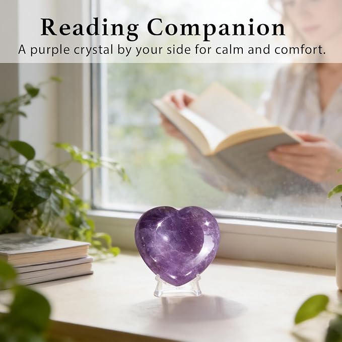 Anxiety Support Gift for Women - Amethyst Crystal Worry Stone, Stress Relief Thumb Stone, Thinking of You Comfort Gift, Inspirational Keepsake for Friends Family & Loved Ones (Amethyst)