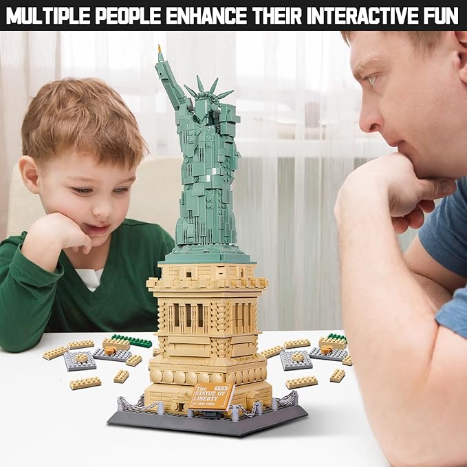 Statue of Liberty Architecture Building Block Sets New York World Famous Landmark Series Architectural Model Toys Gift for Adults Kids 1409 Pieces