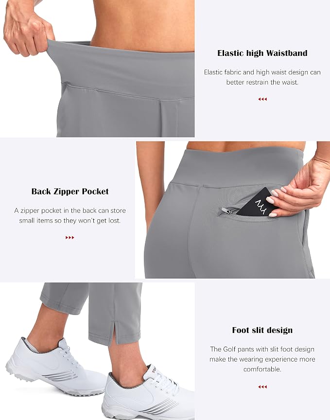 YYV Women's Golf Pants High Waist Stretch Ankle Pants with Pockets | Work Ankle Pants, Dress Pants with 4 Pockets, For Yoga Business Travel Casual