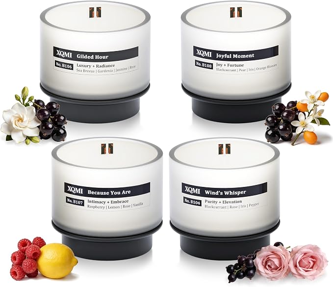 Smart Scented Candle Refill Set, 4-Pack Luxury Fragrance Collection, 4.25oz Each, ±35H Burn Time, Soy Wax With 13% Perfume-Grade Oils (Wind’s Whisper, Gilded Hour, Because You Are, Joyful Moment)