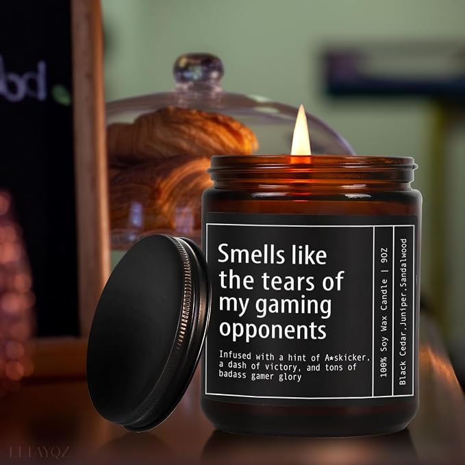 Funny Gaming Gamer Candle Gifts for Men, Candle Smells Like The Tears of My Gaming Opponents, Unique Birthday Christmas Gamer Candles Gift for Boyfriend/Brother/Husband/Dad/Teen Boys/Game Lover-100