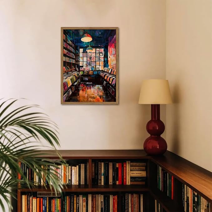 Vintage Album Record Wall Art Retro Album Cover Record Store Wall Painting Decor Modern Trendy Music Poster Canvas Prints for Living Room Bedroom Dorm 12x16 inch Wood Framed