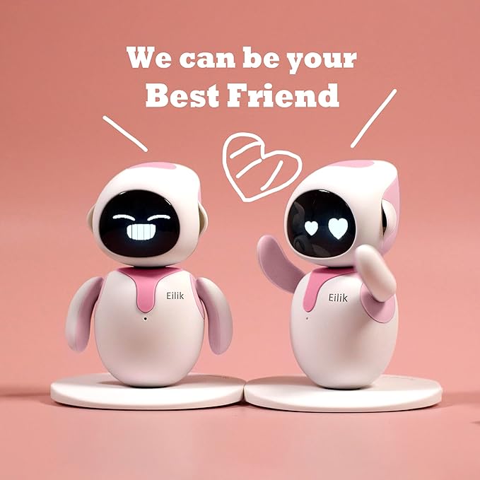 ENERGIZE LAB Eilik – Touch Interactive Toys, Cute Robot Pets with Abundant Emotions. Idle Animations&Mini-Games, Unique Gift for Girls & Boys. Support Update.(Blue + Pink Combination)