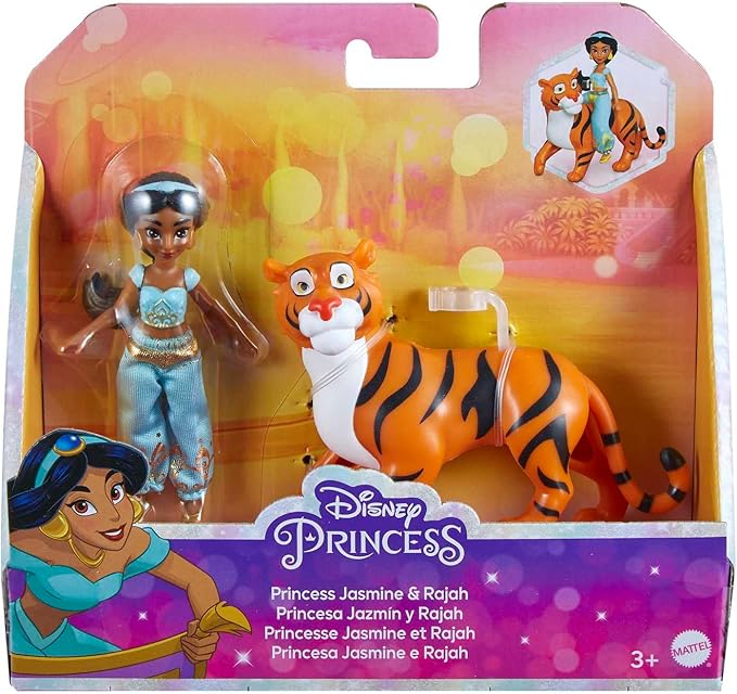 Mattel Disney Princess Jasmine Small Doll and Rajah Tiger Figure with Seat, from Mattel Disney Movie Aladdin