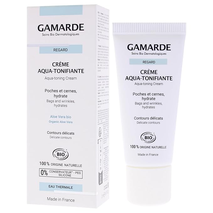 Gamarde Aqua-Tonifying Cream - Anti Aging Eye Cream Reduces Puffiness and Dark Circles - Hyaluronic Acid and Aloe Vera Restores Hydration - 0.7 oz
