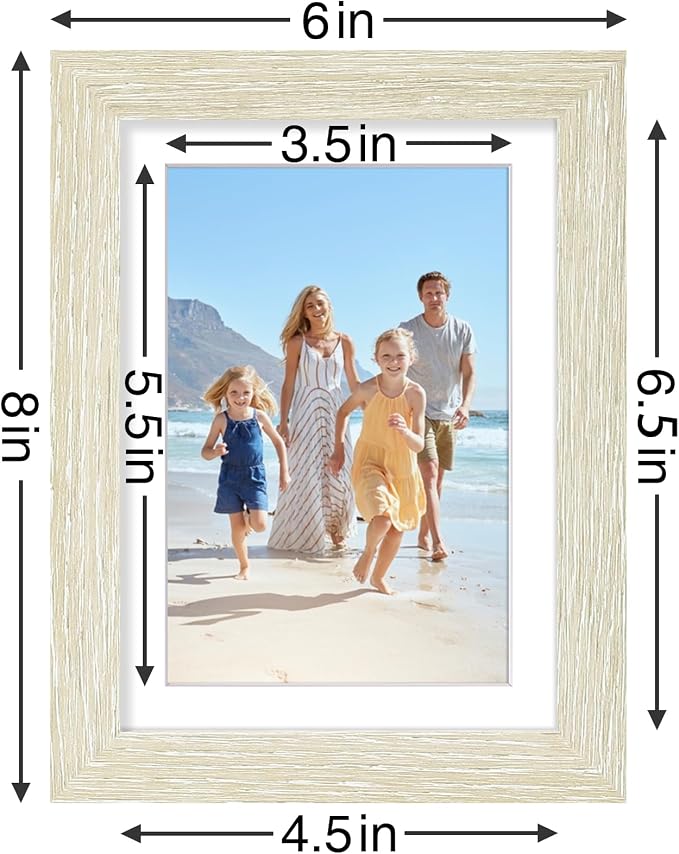 Vittanly 5x7 Picture Frames Set of 9 for Wall Mount or Tabletop, Cornsilk | Display Pictures 4x6 with Mat or 5x7 without Mat, Small Photo Frames, Engineered Wood with Shatter Resistant Plexiglass