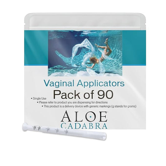Aloe Cadabra Disposable Vaginal Applicators – Drug-Free, Hormone-Free, Individually Wrapped, Hygienic Design with Pre-Measured Dosage Markings – 90 Pack Compatible with Lubricants & Creams