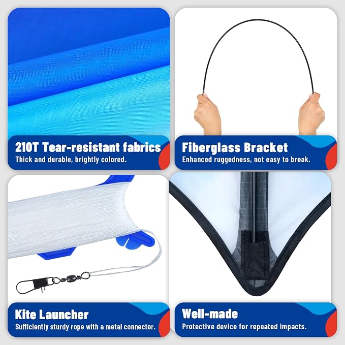 SGftre Delta Kite Set for Kids and Adults，Extremely Easy to Launch for Beginners, Perfect for Beaches and Parks，Kites for Beach Trip Park Family Outdoor Games and Activities