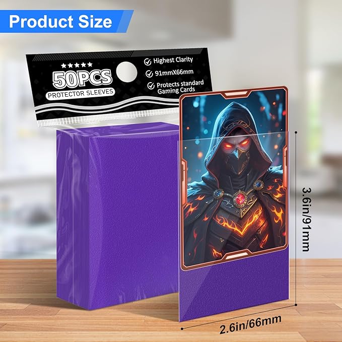 Trading Card Sleeves Perfect Fit TCG Matte Sleeves, Soft Sports Card Protector for Photocard Easy to Shuffle and Stack While Playing Card Game, Standard TCG Card Sleeves Purple