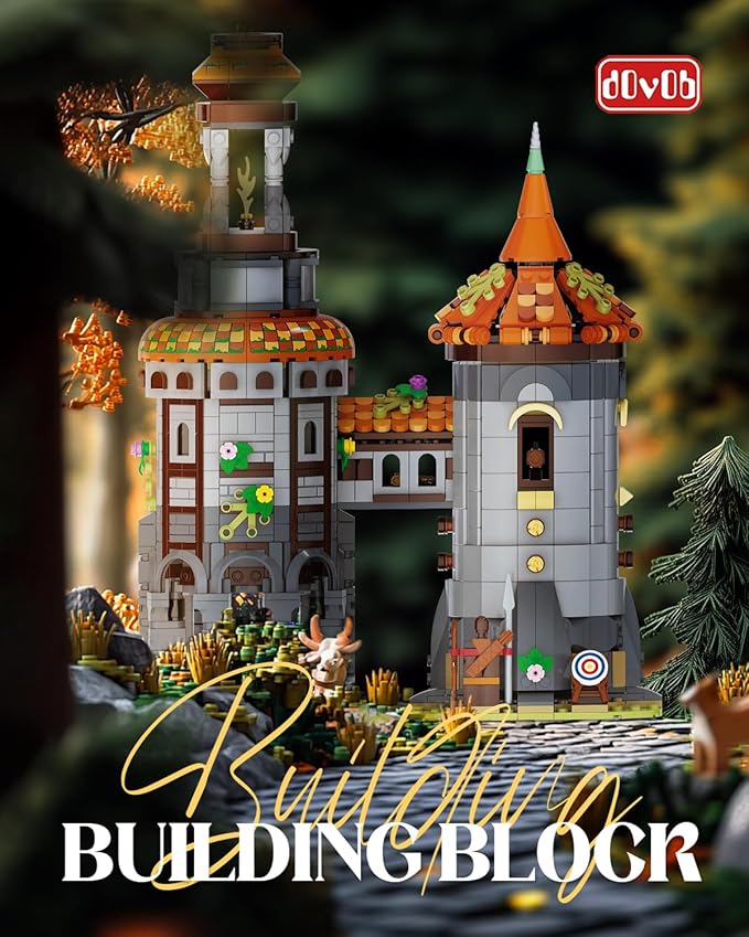 dOvOb Architecture Medieval Watchtower Building Blocks Set - 1326PCS Construction House Mode Collectible Display Set for Adults and Teen