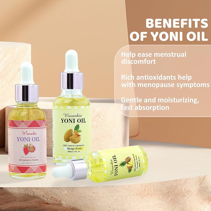 Wovarkie 3 Packs Yoni Oil for Women, 100% Natural Feminine Oil Intimate Deodorant for Women, Eliminates Odor and Ph Balanced, Feminine Serum Made with Pure Natural Essential Oils (1 fl oz/30 ml)