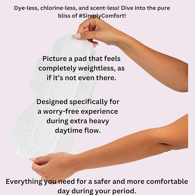 Maeves Pads Ultra Thin Extra Long Overnight Pads with Wings and for Extra Heavy Flow - 16 Counts (2 Packs of 8)