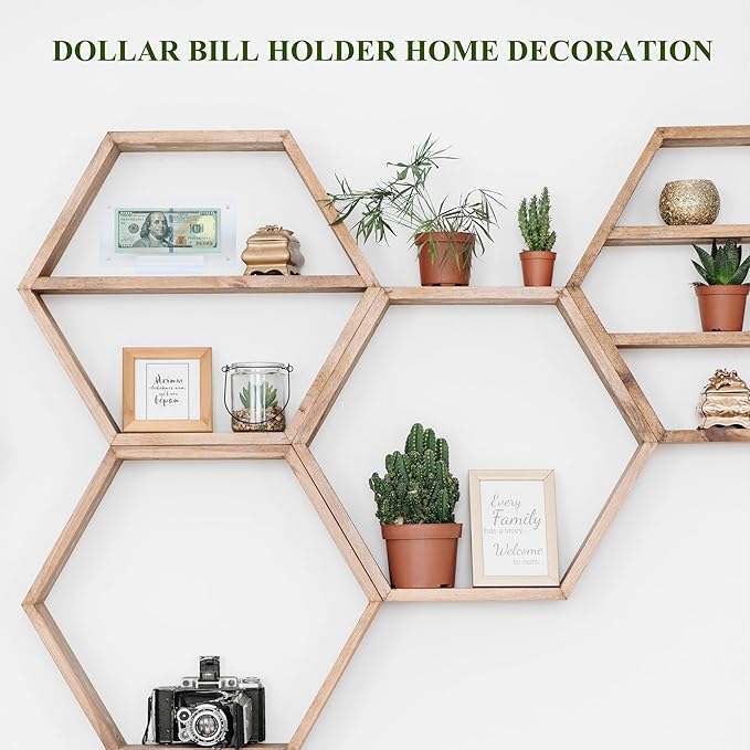 4 Pcs Dollar Bill Frame Display Acrylic Dollar Bill Holder for Collectors Currency Frame Display Case Double-Sided Transparent Ticket Banknotes Stamp Photo Protector(Transparent-4)