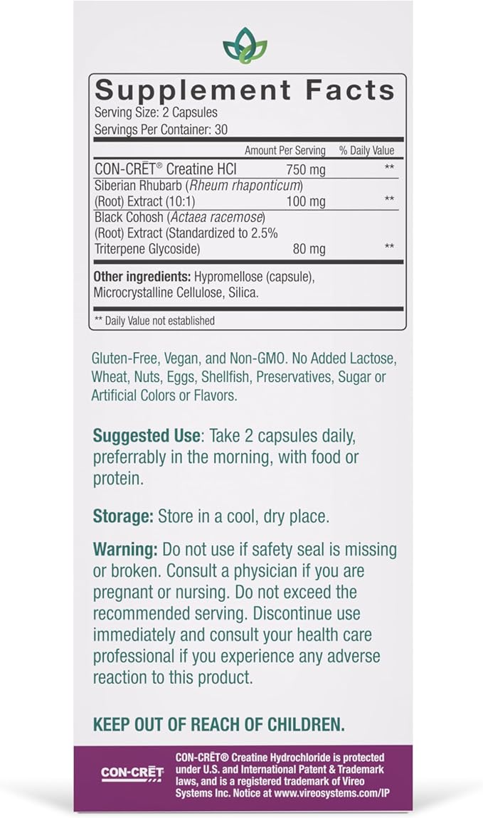 pH-D Feminine Health Creatine Menopause Relief, Brain Fog, Hot Flash, and Dryness Management, Menopause Pills (60 ct)