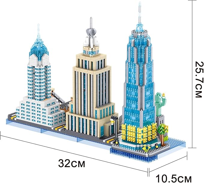 SEMKY Micro Mini Blocks New York Skyline Famous Landmark Model Set,(3264Pieces) -Building and Architecture Toys Gifts for Kid