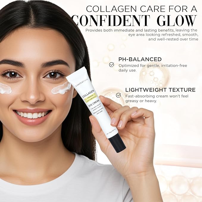 CONTEXT SKIN Collagen Eye Cream – 3-in-1 formula with collagen, coffee & niacinamide for lightweight hydration – supports a smoother, refreshed under-eye appearance – 0.88 fl oz