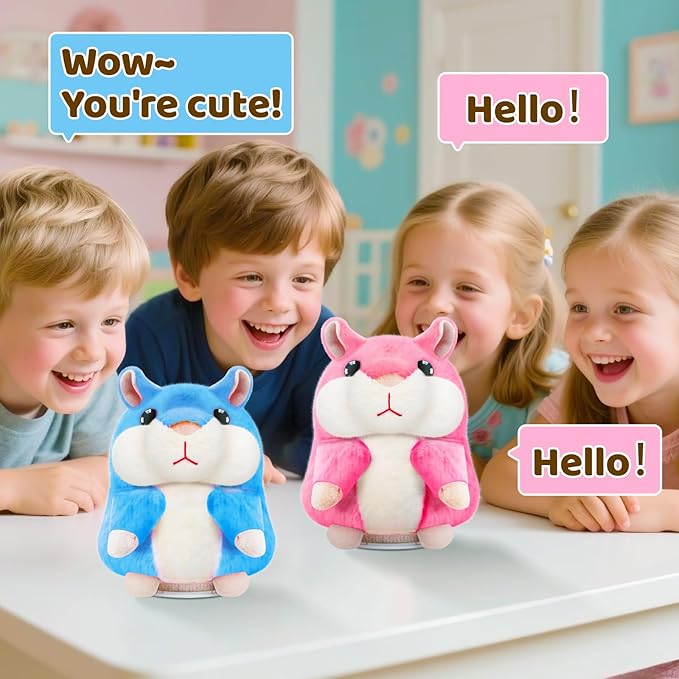 Kids Toddler Toys for Ages 2-4, Talking Hamster Repeats What You Say, Interactive Plush Repeating Toy for 2 3 4 5 6 8 Year Old Boy Girl Birthday Gift (Blue)