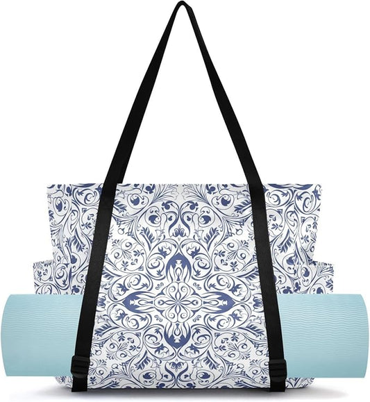 MCHIVER Yoga Bag for Women Men Large Yoga Mat Bag with Adjustable Strap Workout Bags Totes for Pilates Yoga Travel