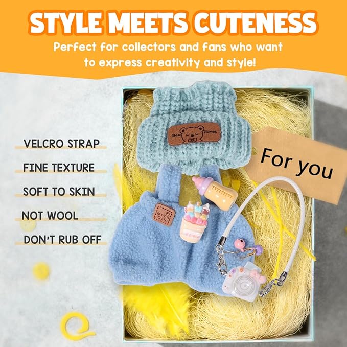 AICase for 17cm Doll Clothes/Outfit,Clothing Set for 17cm Doll,3 Piece Set Hat Clothing,Boys and Girls Stylish Adorable Clothes Accessories_Blue-15
