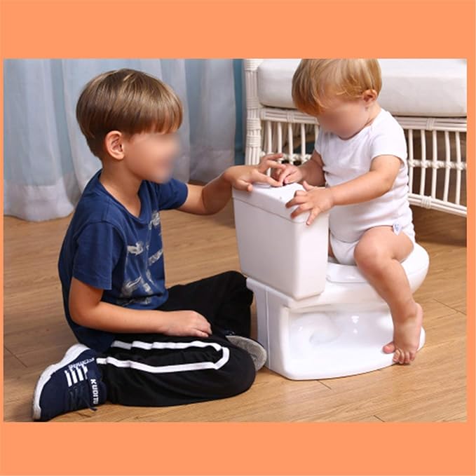 HTTMT- Blue Portable Toddler Potty Training Toilet w/Flushing Sound Baby Chair Seat Kid (Center Push Flushing) [P/N: ET-BABY004-BLUE]