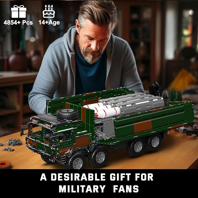 Mould King 20045 Military Vehicles Building Blocks Set, RC Heavy All-Terrain Vehicle Box-Style 8X4 Missile Army Truck with 4 Motors, Gift for Age 14+/Adult Collections Enthusiasts(4854+ Pieces)