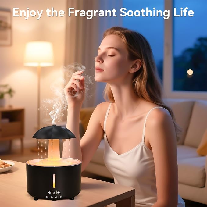 Missfly 300ml Cloud Shape Cool Mist Humidifier Diffuser, 360° Rotatable, Quiet Auto Safety Shutoff, Easy Refill Home Bedroom Office (Black)