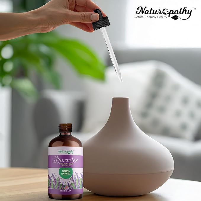 Naturopathy Lavender Essential Oil, 100% Natural Therapeutic Grade, Premium Quality Lavender Oil, 4 fl. Oz - Perfect for Aromatherapy and Relaxation