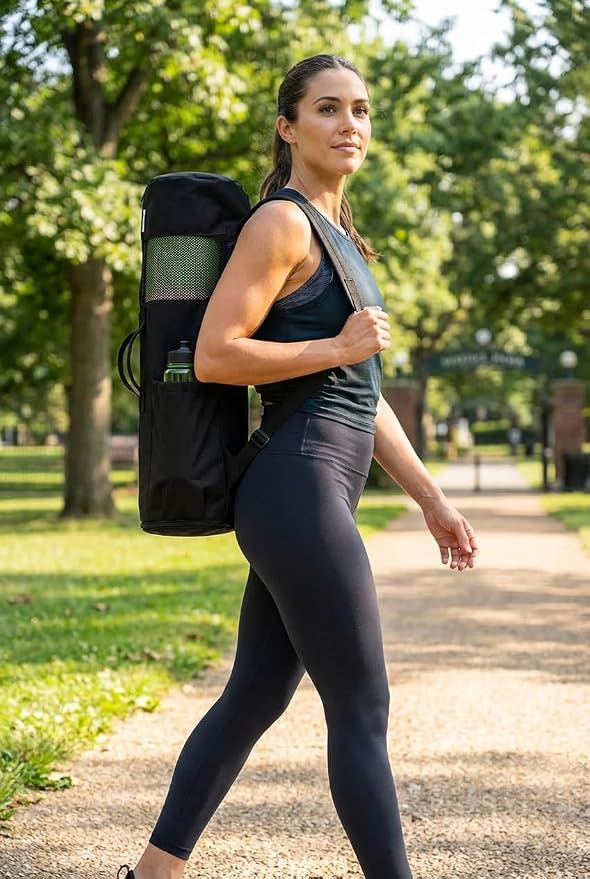 MAGNILAY Yoga Mat Bag - for Women and Men, Yoga Bag with Pockets and Adjustable Strap, Yoga Mat Carrier, Fits Mats Blocks and Yoga Accessories for Workouts, (32" L)