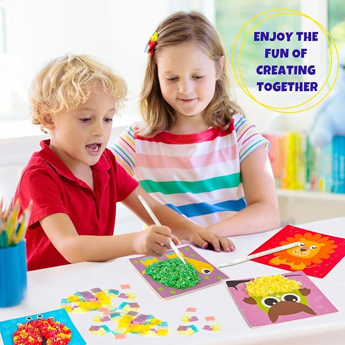 Yrinfay Poke Arts and Crafts kit for Kids, DIY 8 Animals Like Lion, Owl, Peafowl, Ladybug, Mess Free Sewing Art Toys for Girl 6-8 8-12, Gifts for Boys & Girls Ages 6 7 8 9 10 11 12 Years Old