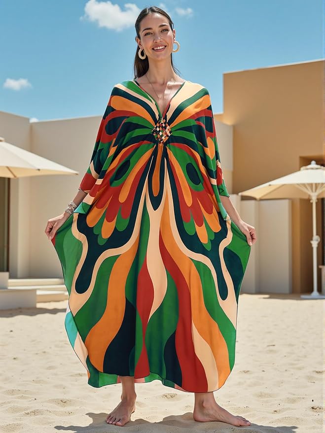 Mumu Dresses for Women Plus Size, Bohemian Kaftan Beach Cover Up Long Maxi Nightgown Soft Loungewear