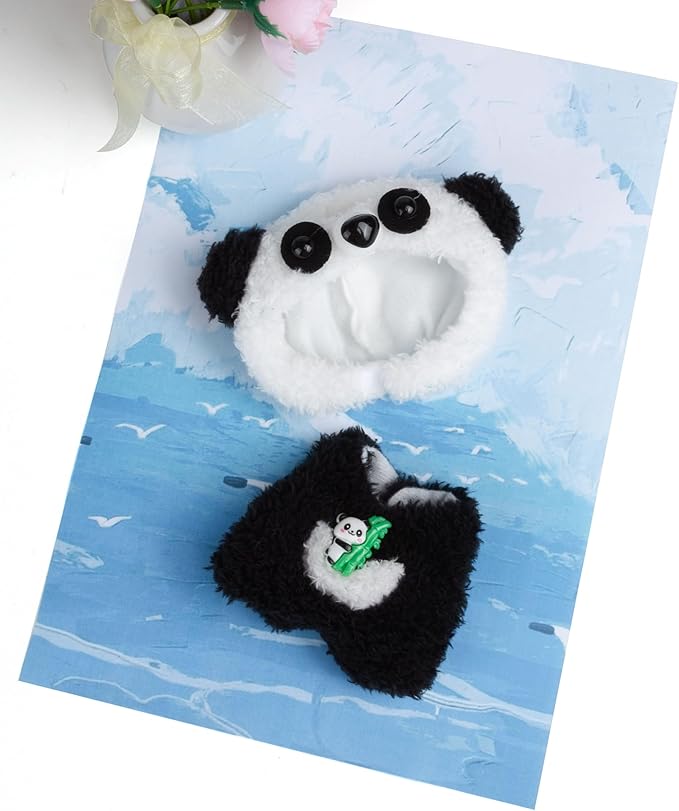 17cm Doll Clothes for Labubu - Plush Clothes for Dolls Outfit - Accessories for 17cm Dolls Clothes -Cute Panda Costume, No Doll Included