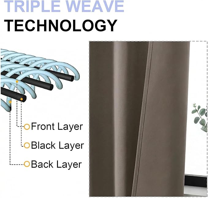Simplebrand Ava Latte Blackout Curtains for Bedroom 96 Inches Long 2 Panels, Solid Thermal Insulated, Energy Saving Nursery Window Treatment Curtains Blackout Drapes, W40 x L96 Inch, Latte