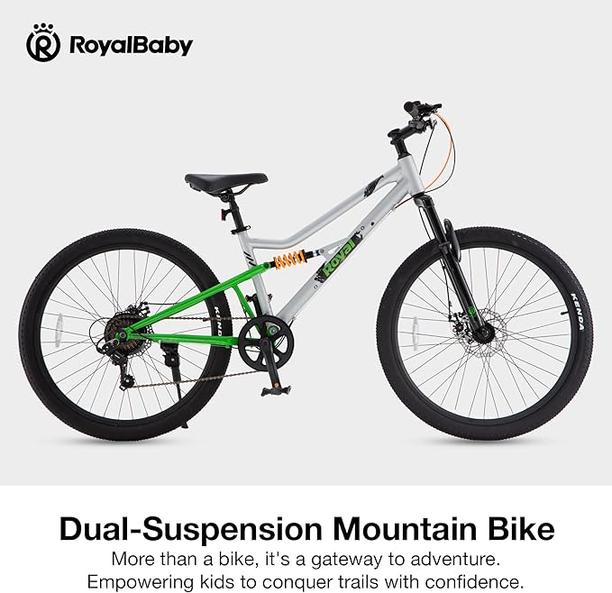 RoyalBaby Kids Mountain Bike for Boys and Girls, Ultra-Light Aluminum 20-26 Inch Wheel Bicycle for 6-14 Years Old Children, 7/21-Speeds Drivetrain