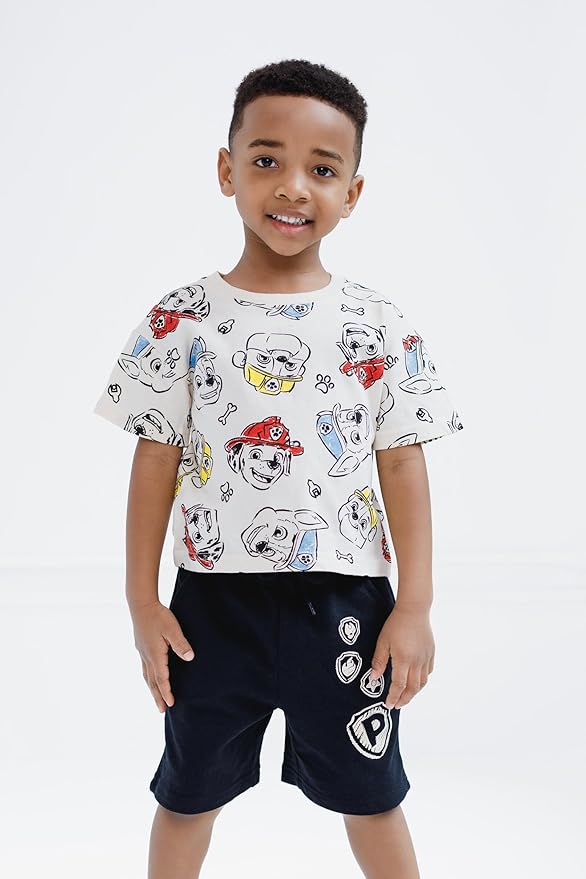 Nickelodeon Paw Patrol T-Shirt and French Terry Shorts Outfit Set Infant to Big Kid Sizes (12 Months - 10-12)