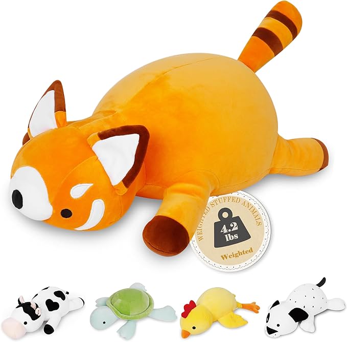 Red Panda Weighted Plush, 22" 4.2 lbs Character Weighted Stuffed Animals Series, Cute Red Panda Plushie Dolls Throw Pillow Birthday Gifts for Children Kids Adults