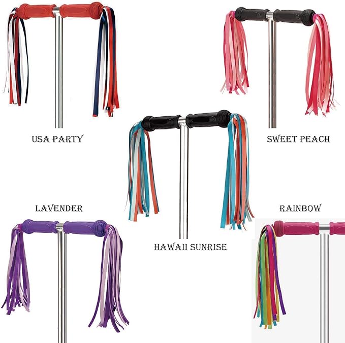 Colorful Bike Streamers Girls Boys Kids Bicycle Tassel Ribbon Handlebar Scooter Streamer 2 Pairs 18 Bands