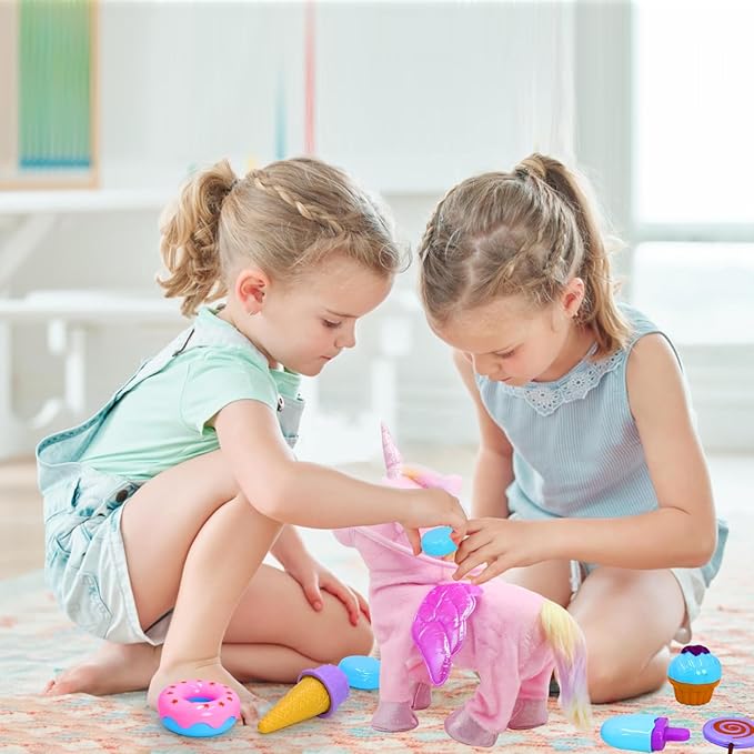 Remote Control Electronic Plush Unicorn Toy Pet for Girls 2-4 3-6 Years Old,Interactive Walking Wiggle Bottom,RC Leash Pink Unicorn Toy for 5 Years Old Toddler Kids Christmas Birthday Gift