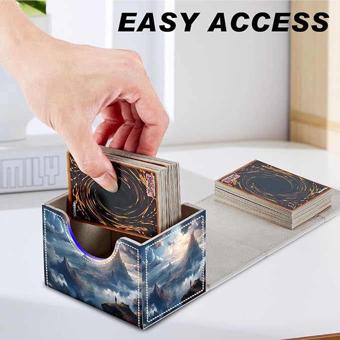 DEGDFSGR for TCG MTG Card Game Storage Box Organizer Trading Card Case Commander Deck Box Magnetic Closure Creative Pattern Up to 200 Cards, High Mountains Sea Of Clouds