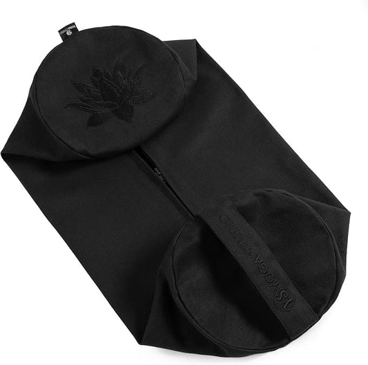 Yoga Studio Spare Organic Cotton Bolster Covers With Handle And Zipper (Black)