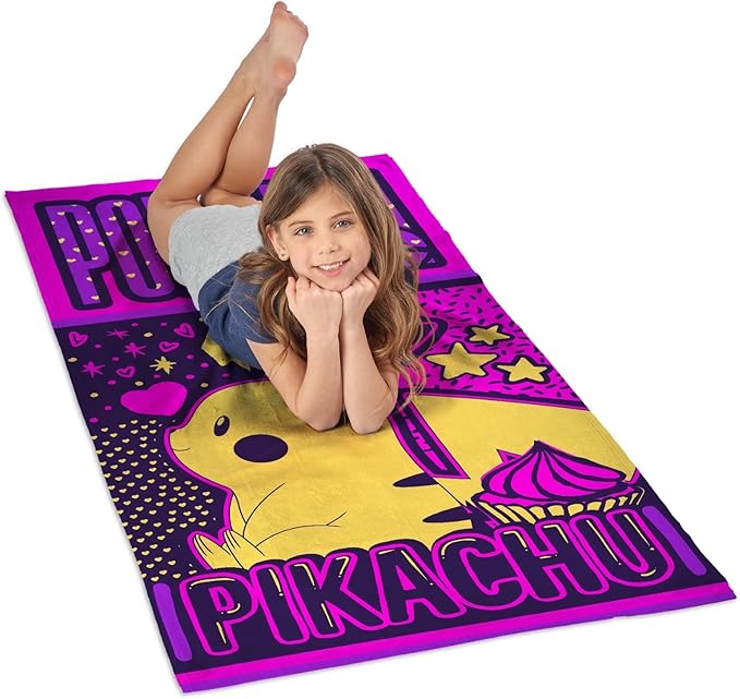 NORTHWEST Pokémon Beach Towel 2-Pack – Oversized, Soft, Absorbent, Sand-Free & Fast-Drying, Featuring Sweet Summer Pikachu Designs 30" x 60"