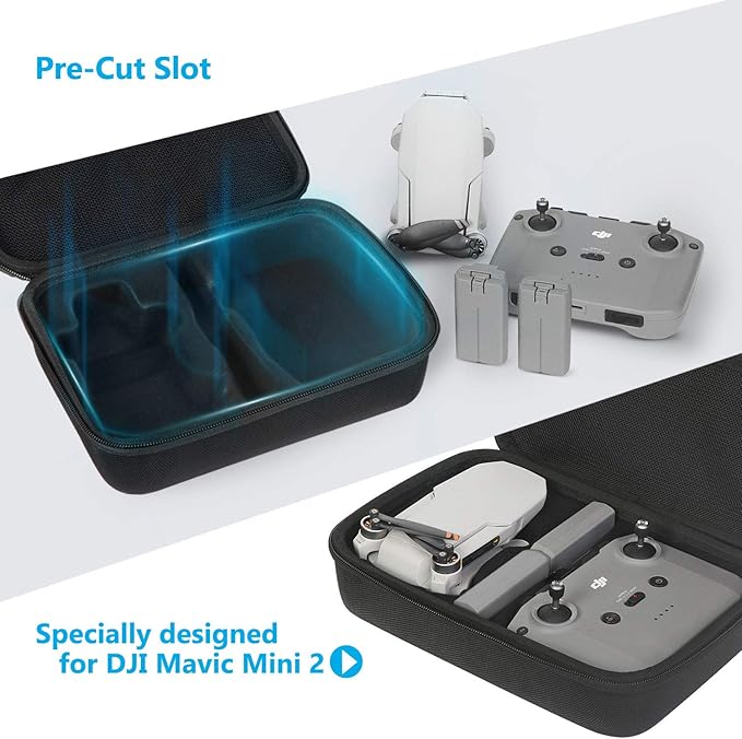 JSVER Carrying Case for DJI Mavic Mini 2 Hard Shell Storage Case for Mini 2/2 SE/4K Drone Remote Controller and Accessories, with Propeller Protectors and Control Stick Cover