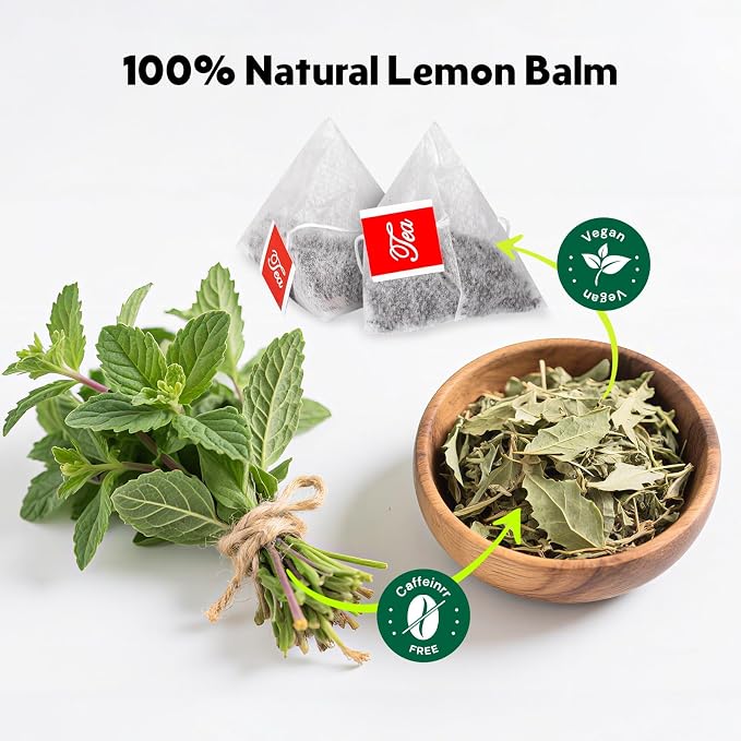 Lemon Balm Tea, Natural Lemon Balm Herbal Tea Bags for Calming and Digestion Support Caffeine-free - (50 Count (Pack of 1)