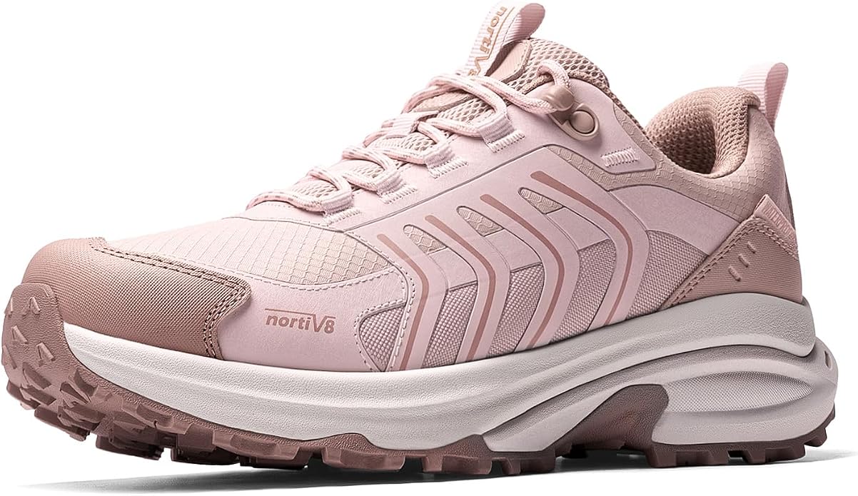 NORTIV 8 Women's Waterproof Hiking Shoes Lightweight Travel for Walking All Day Comfort Non-Slip Outdoor Trekking Camping Climbing Fashion Sneakers Armadillo FieldLite