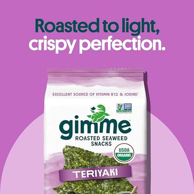 Gimme 6 CT Teriyaki Organic Roasted Seaweed Snacks, 5g, 0.17oz